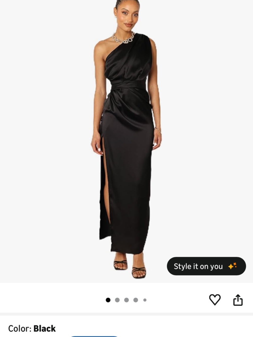 Petal & Pup Nadia 16 NWT One-Shoulder Black Satin Evening Dress